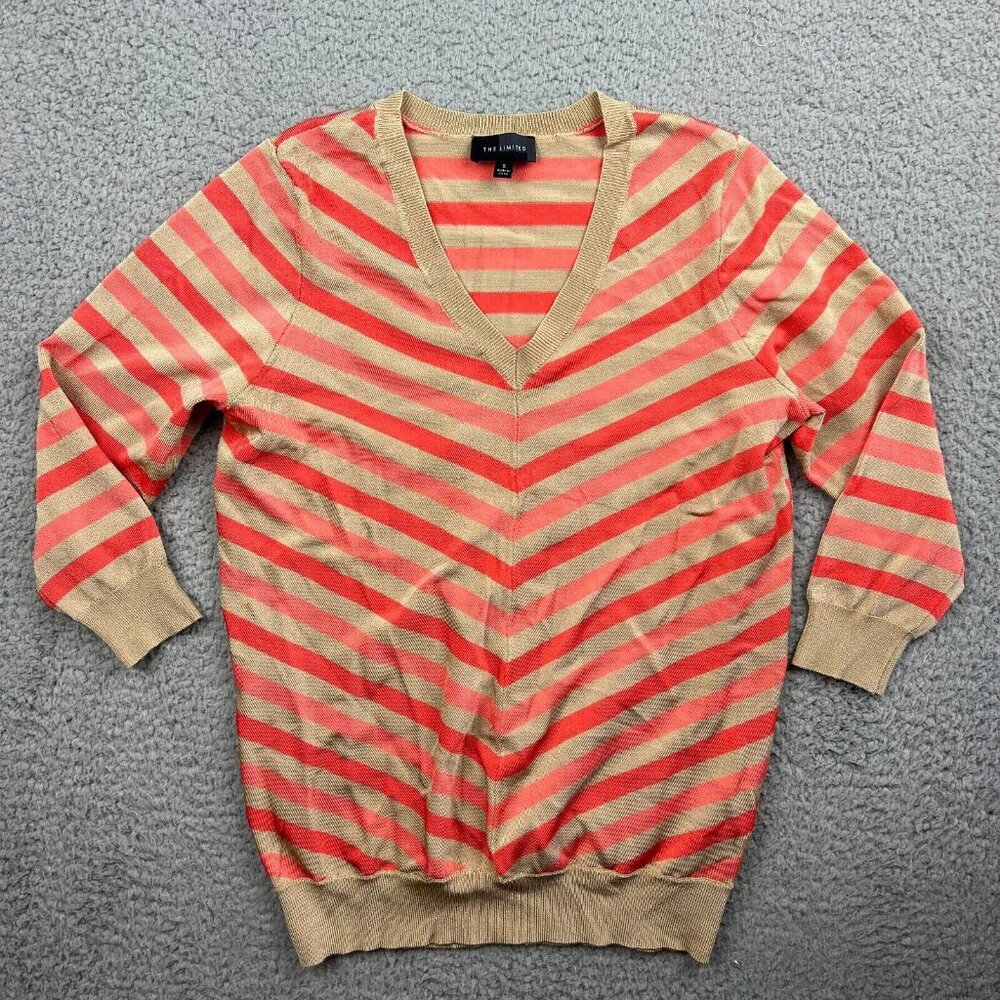 The Limited Pinky Red V Neck Sweater Womens Size Small Rayon Nylon